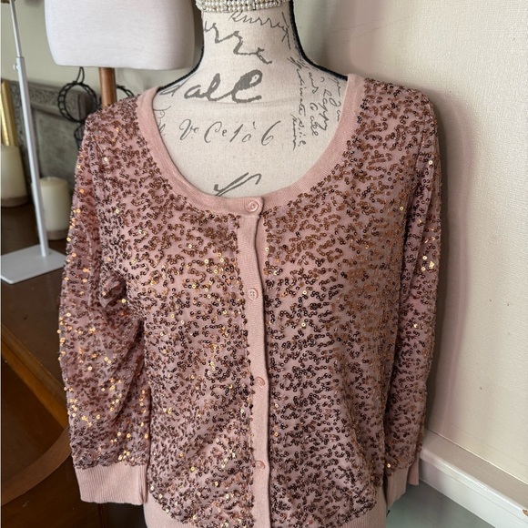 American Eagle Outfitters Pink Sequin Cardigan - Picture 5 of 7